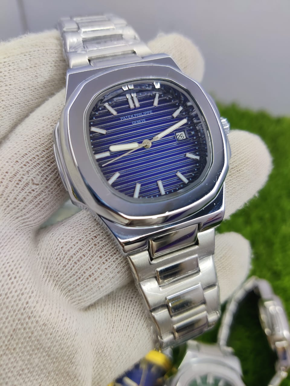 Patek Philippe Nautilus Style Watch – Green Blue Steel Bracelet