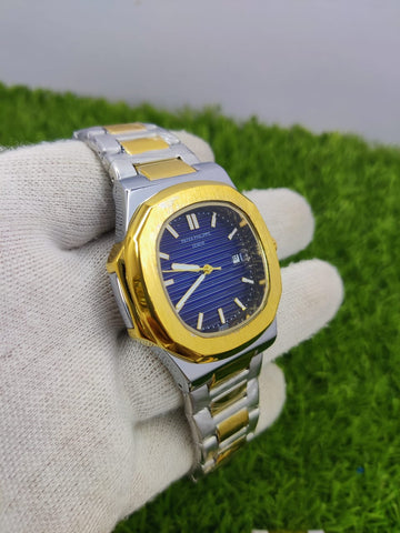 Patek Philippe Nautilus Style Watch – Two-Tone Gold Silver Blue Dial