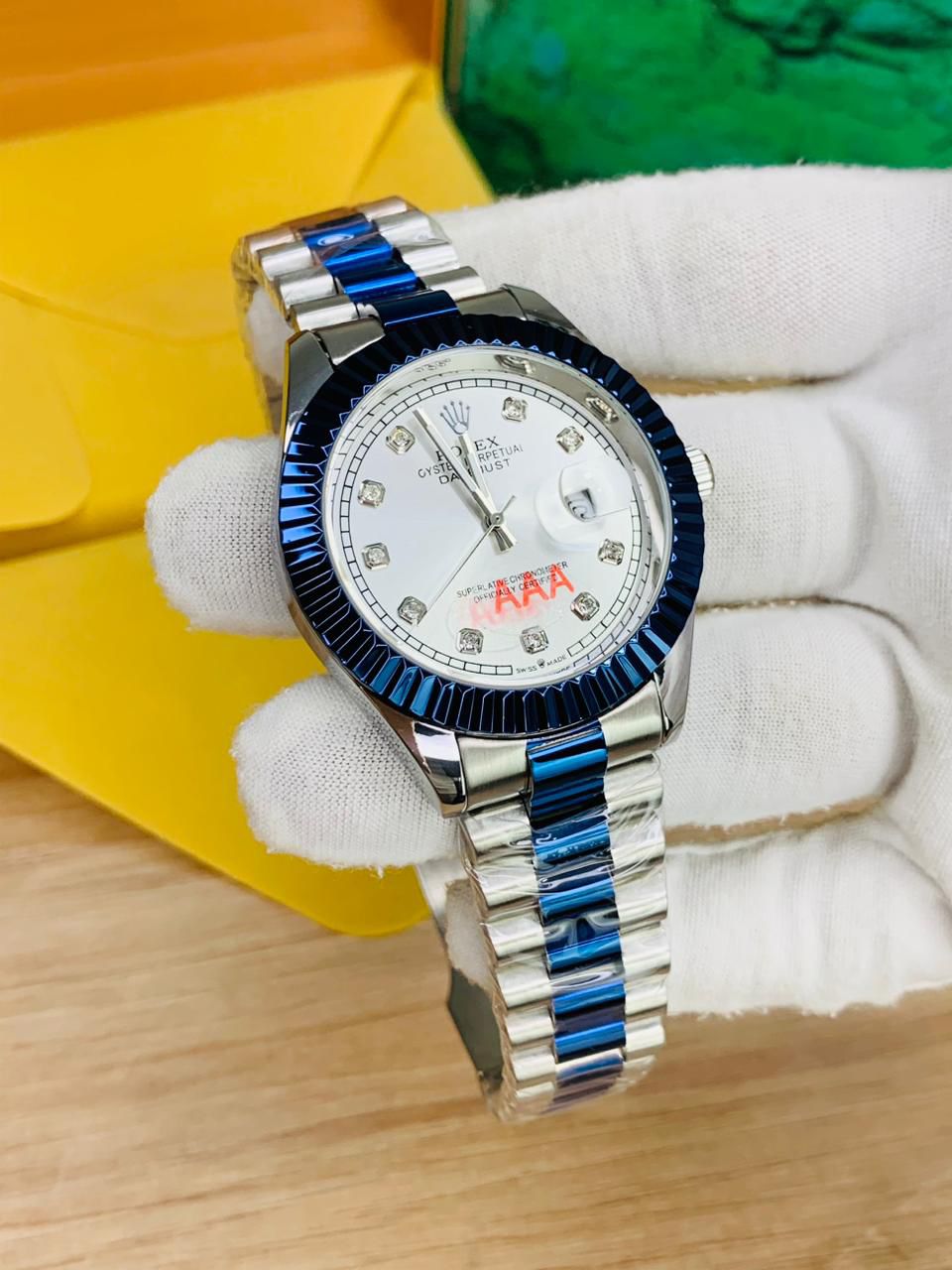 Rolex Datejust AAA Style Watch – Black & Blue Sapphire Bezel Gift Box