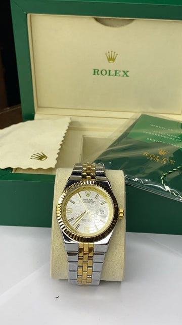Rolex Datejust Jubilee Style Watch – Ice Blue & Silver Gold Box Set