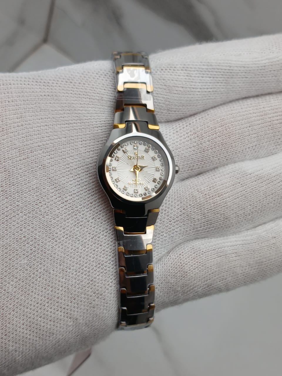 Kanhao & Seastar Original Stone Ladies Watch – Two-Tone Black Gold Ceramic