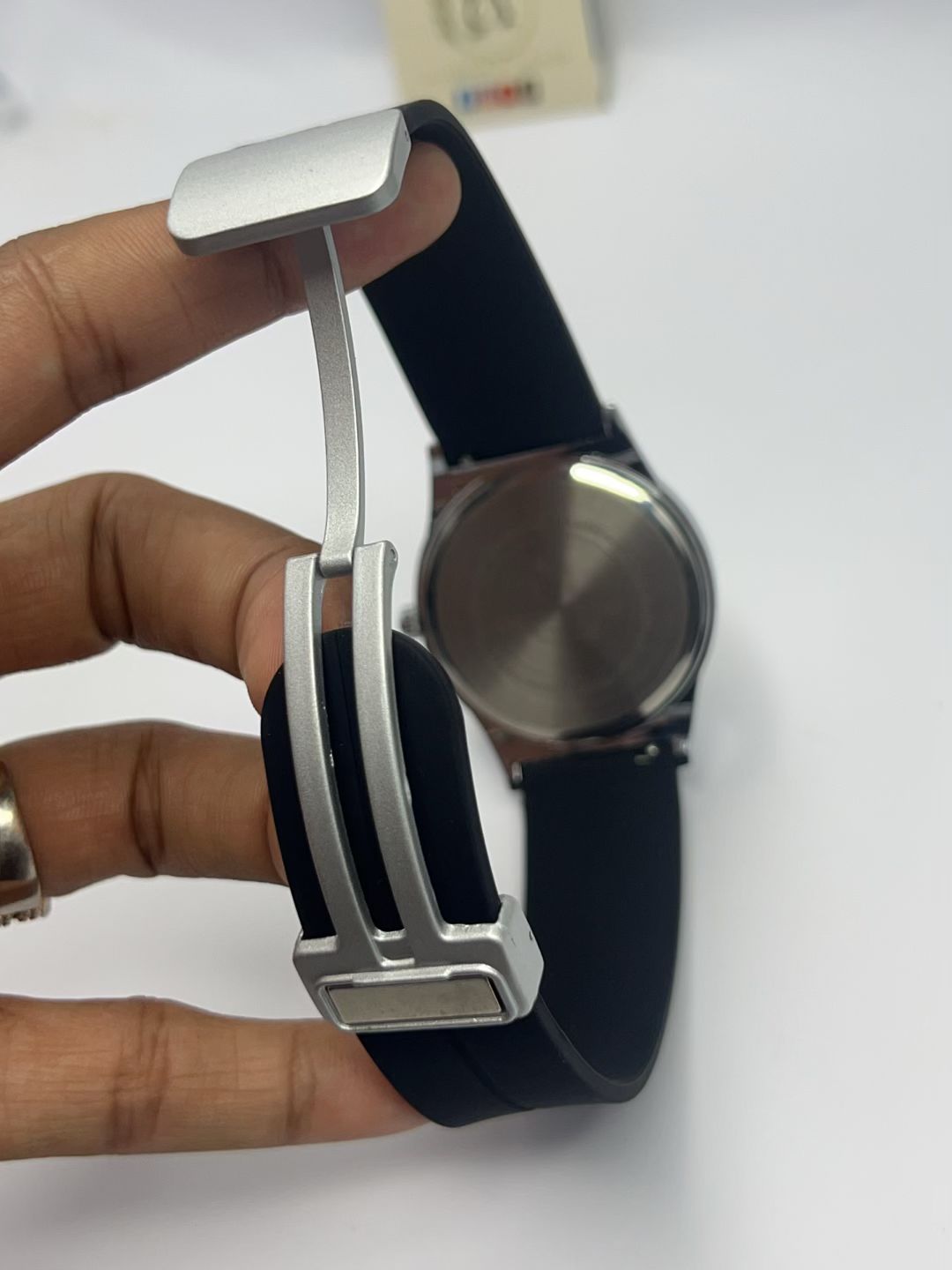 Universe Point X-Dial Silver Watch – Black Rubber Butterfly Clasp