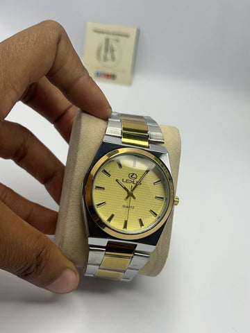 Lexus Quartz Two-Tone Men's Watch – Gold Bezel Steel Bracelet
