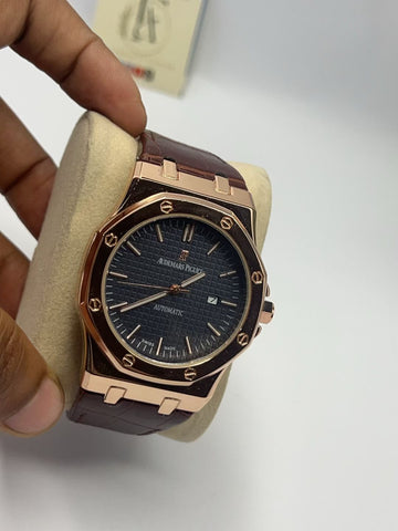 AP Royal Oak Style Semi-Auto Watch – Rose Gold Brown Leather