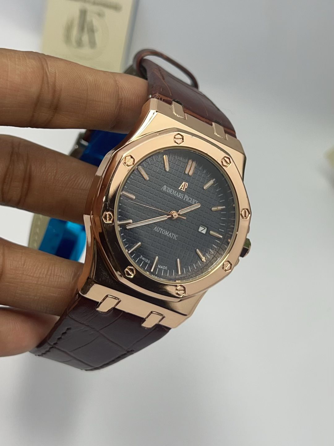 AP Royal Oak Style Semi-Auto Watch – Rose Gold Brown Leather