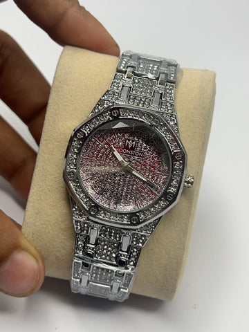Moonston Iced-Out Ladies Watch – Purple & Pink Pavé Dial