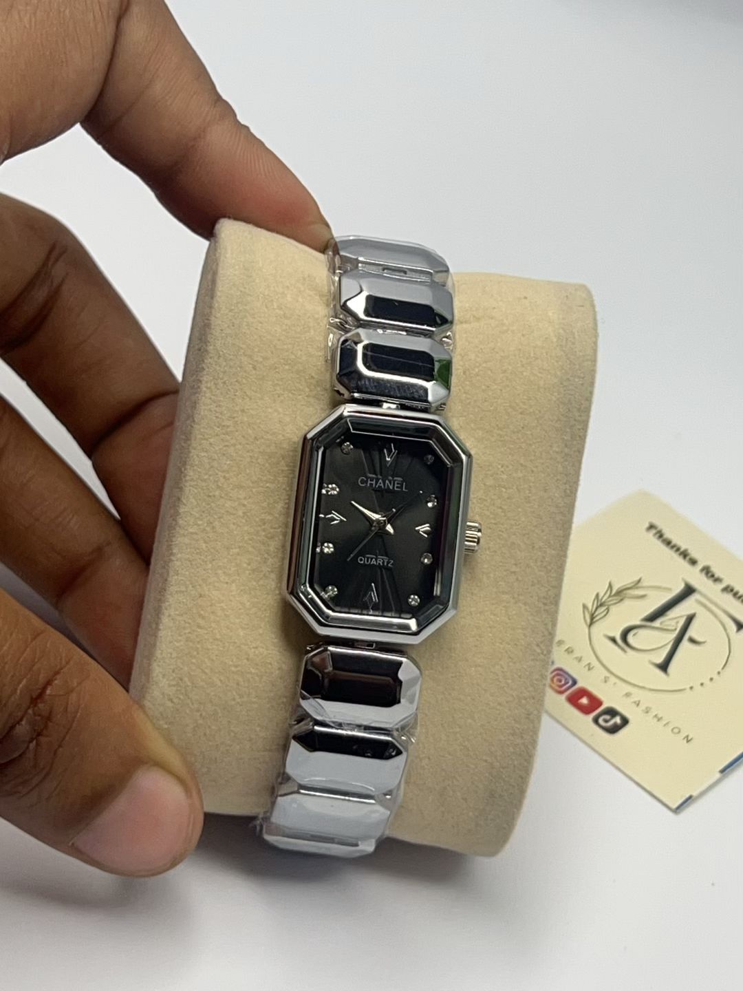 Rectangular Geometric Ladies Watch – Rose Gold & Silver