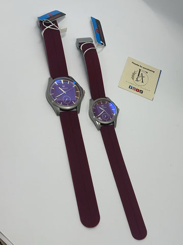 Magnetic Strap Couple Watch Set – Maroon Purple