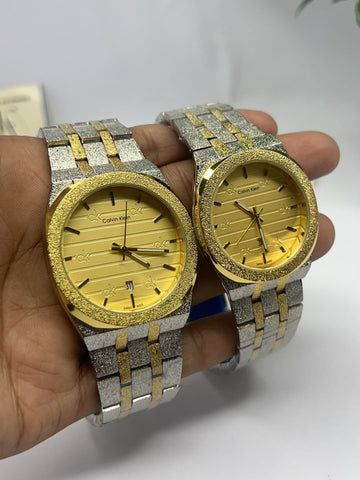 Iced-Out CK Couple Watch Set