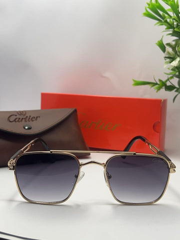 Alleerans Santos Square Gold Frame Luxury Sunglasses – Gradient Grey