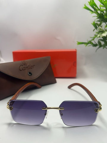 Blue Shade Rimless Luxury Sunglasses – Panther Edition