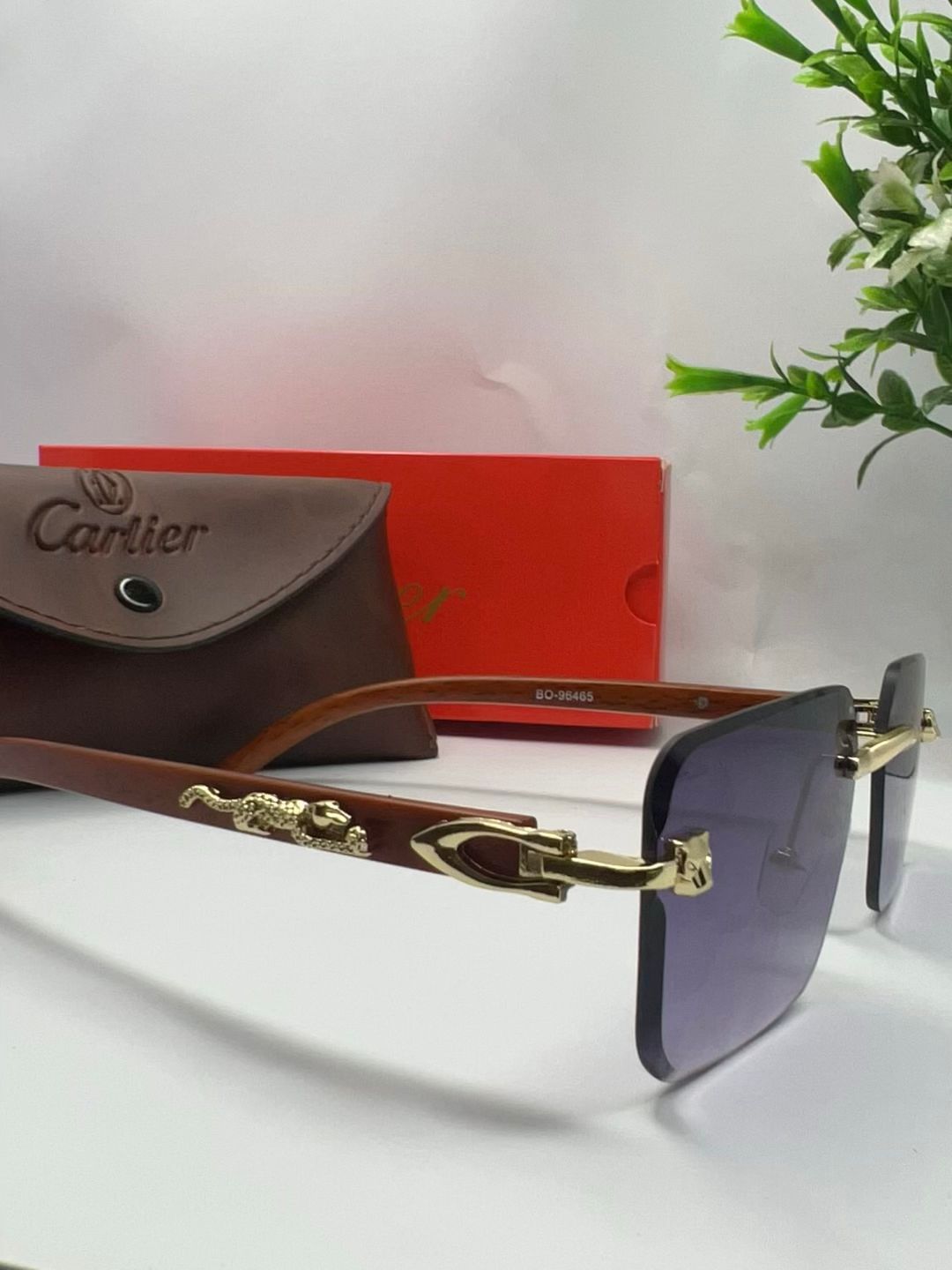 Blue Shade Rimless Luxury Sunglasses – Panther Edition