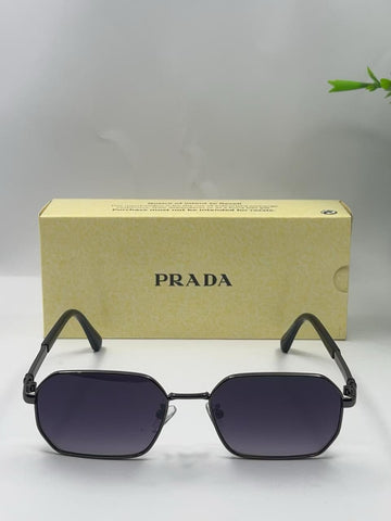 Prada Style Octagonal Metal Sunglasses – Gunmetal Frame Smoke Lens
