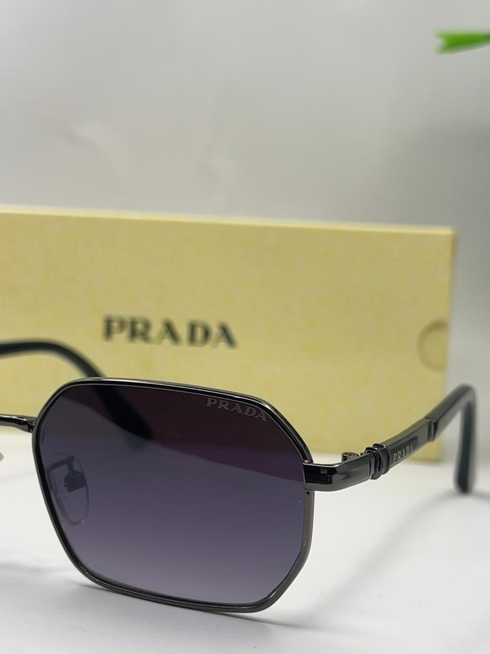 Prada Style Octagonal Metal Sunglasses – Gunmetal Frame Smoke Lens