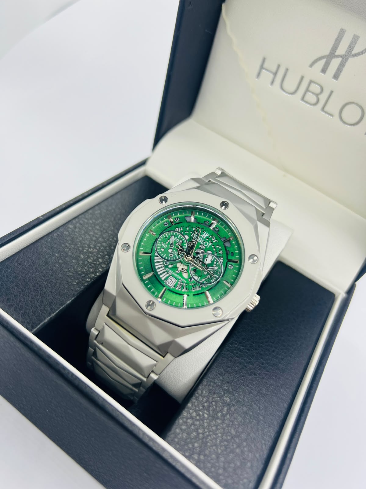 Diamond Cut Hublot Watch - Black Dial