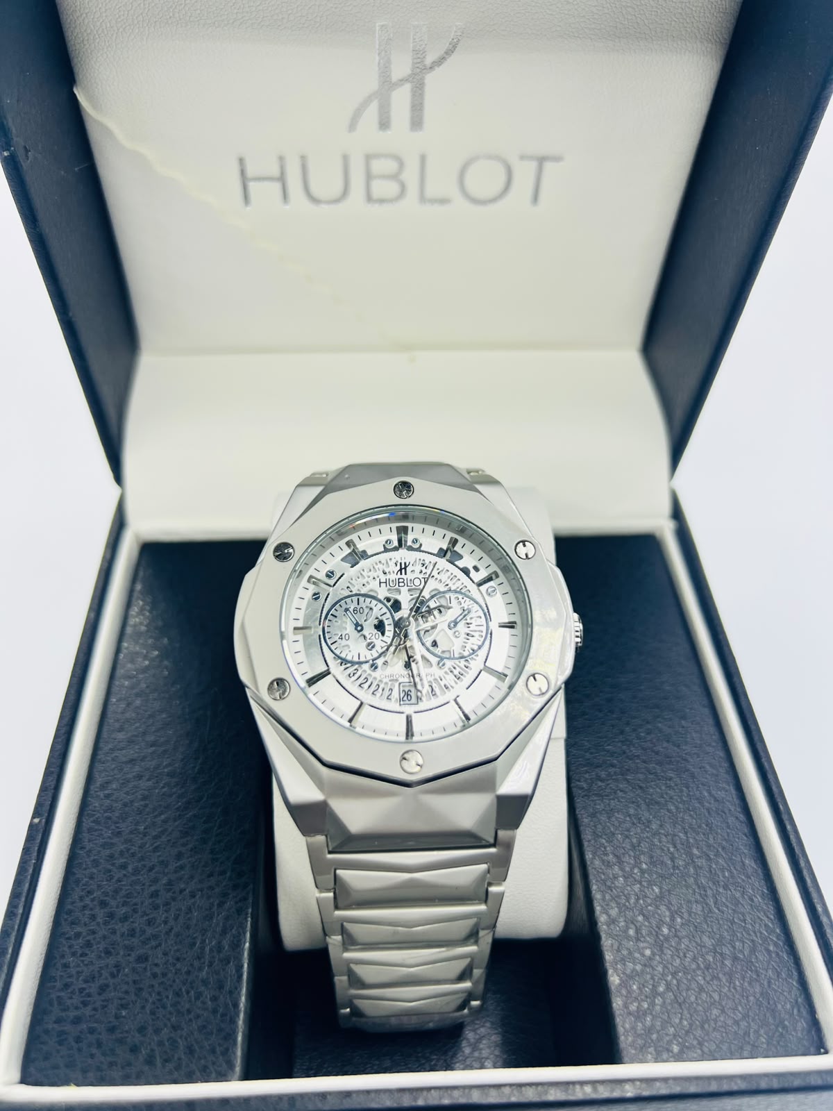 Diamond Cut Hublot Watch - Green Dial Side