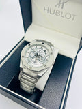 Diamond Cut Hublot Watch - White Dial Front