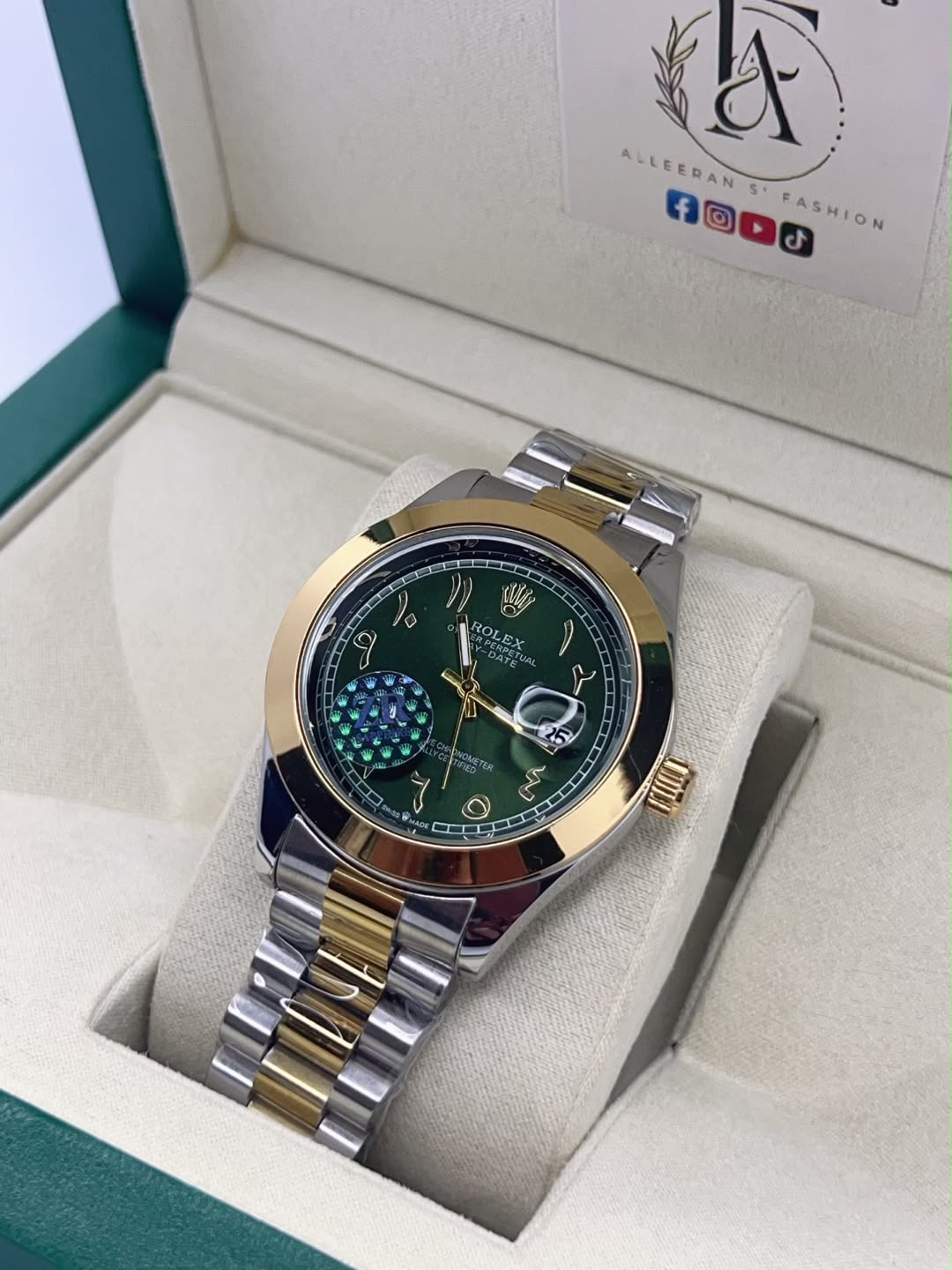 Rolex Datejust Arabic Dial - Green Arabic Numeral Dial Side View