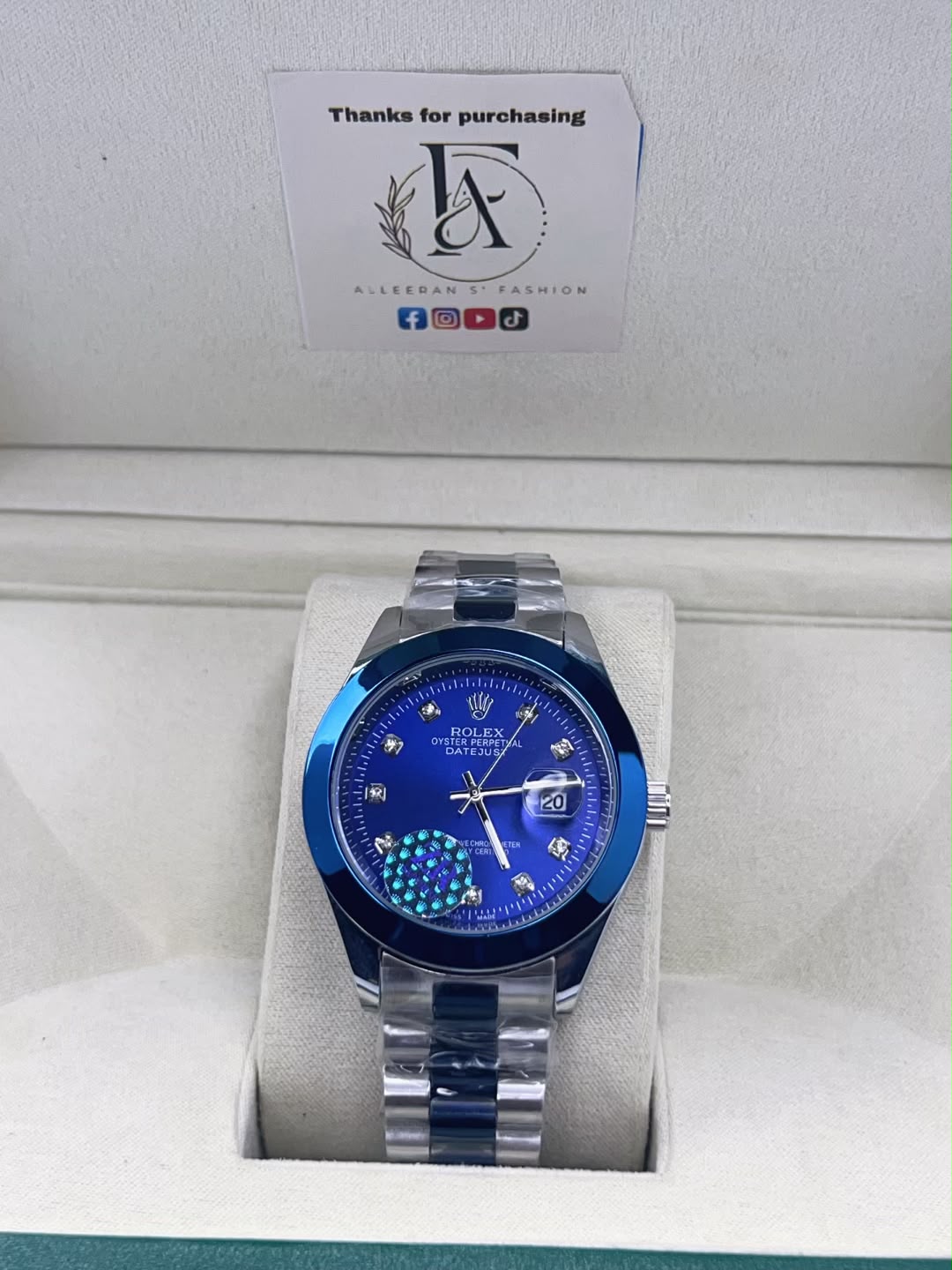 Rolex Datejust Blue - Deep Blue Dial Angle View in Box