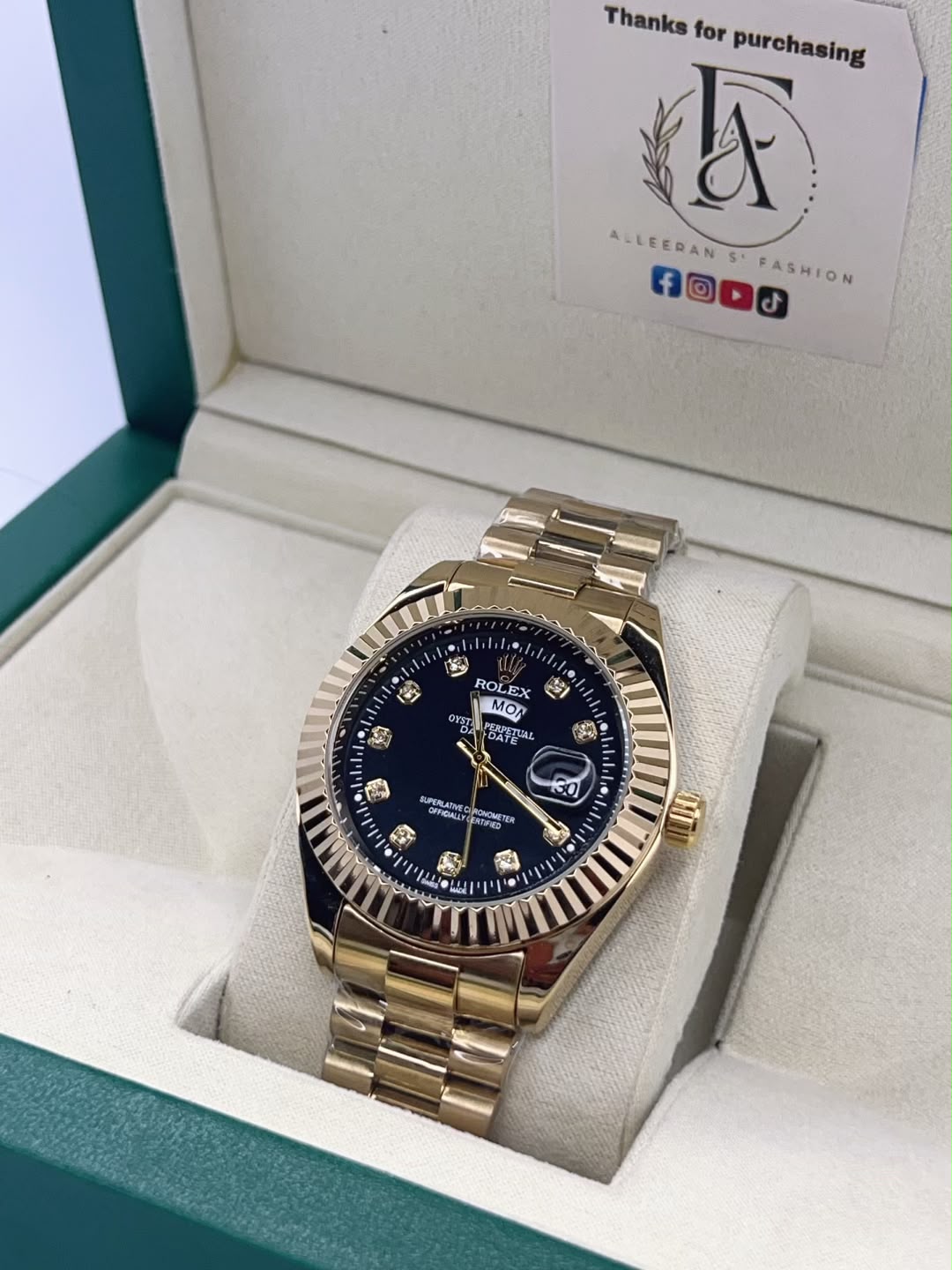 Rolex Day-Date - Black Gold Diamond Dial in Box