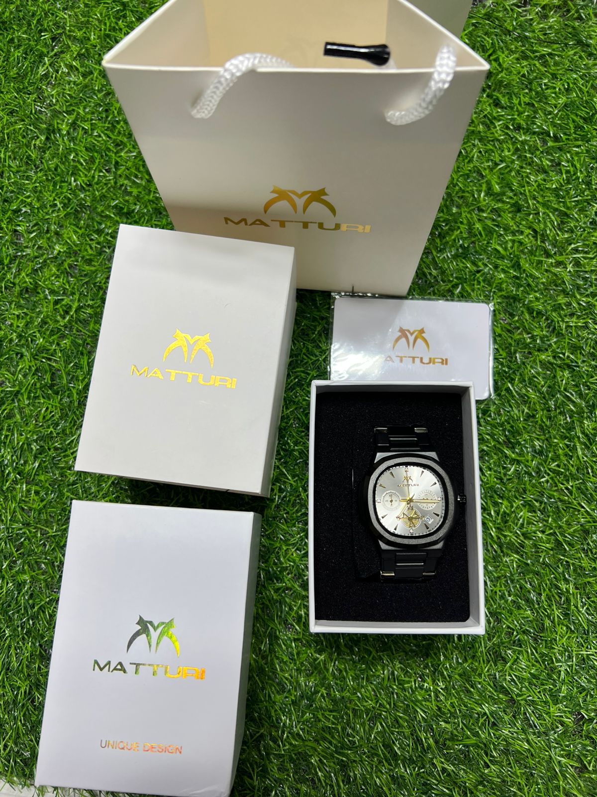 Matturi Chronograph - Black Steel Dial in Gift Box
