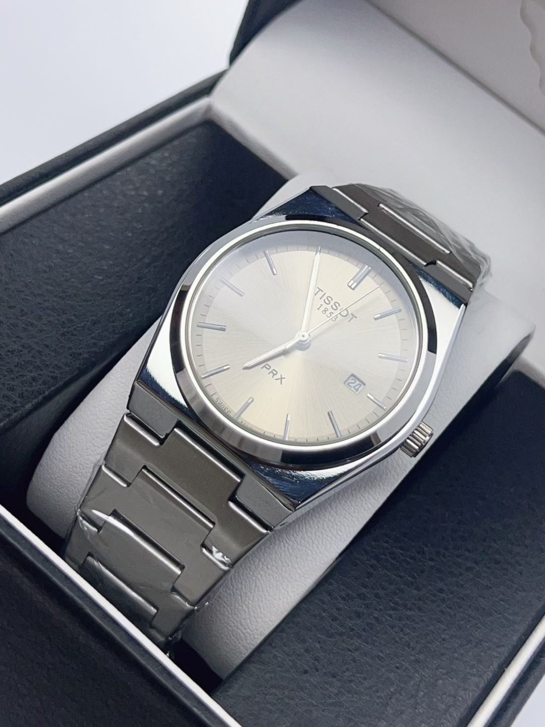 Tissot PRX 1853 - White Silver Dial Angle View