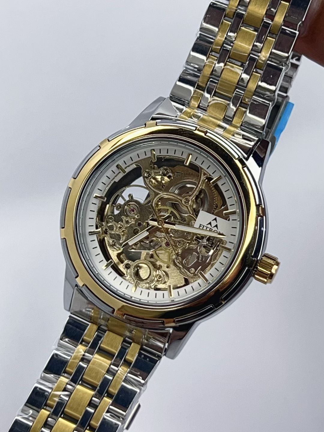 Fitron Skeleton Automatic - Gold Skeleton Dial Close Up