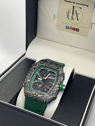 Richard Mille RM - Blue & White Stripe Case with White Rubber Strap in Gift Box