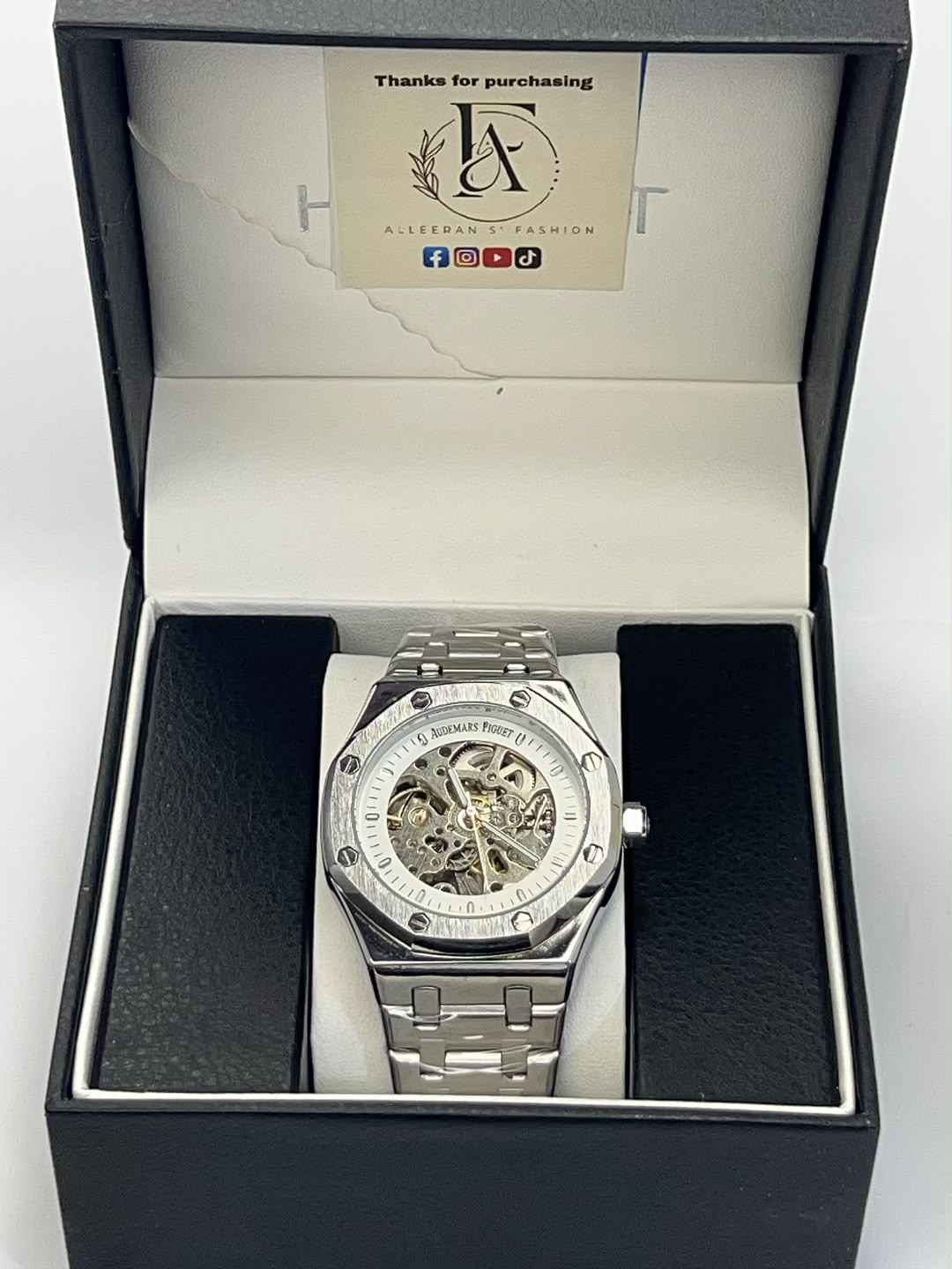 AP Royal Oak Skeleton - Silver & Gold Two-Tone in Gift Box (Full View)