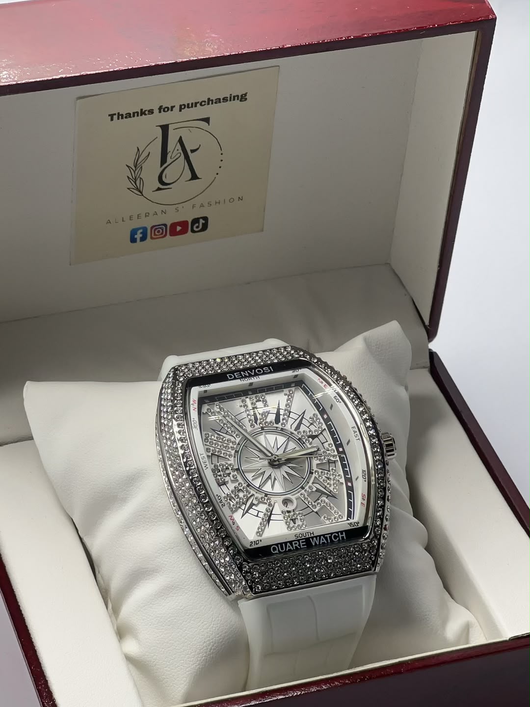 Denvosi Iced Out - Black Skeleton Dial Rose Gold Case in Gift Box