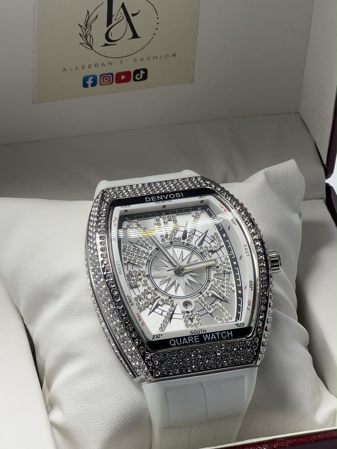 Denvosi Iced Out - Brown Dial Silver Case in Gift Box