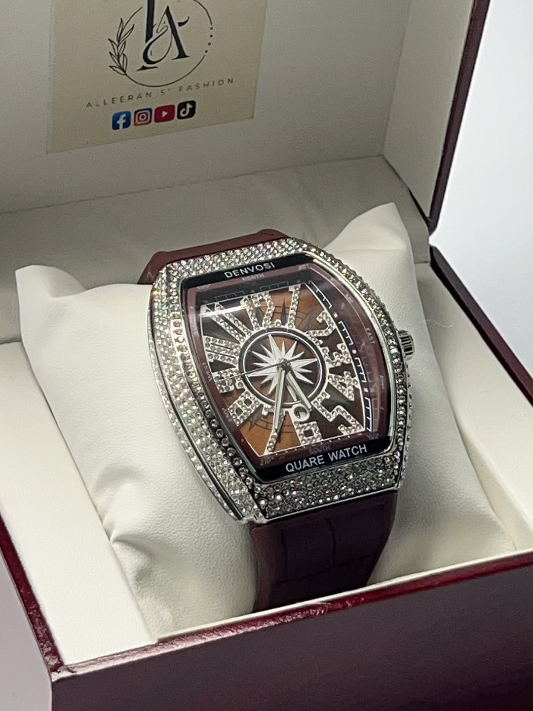 Denvosi Iced Out - Black Rose Gold Dial Close Up